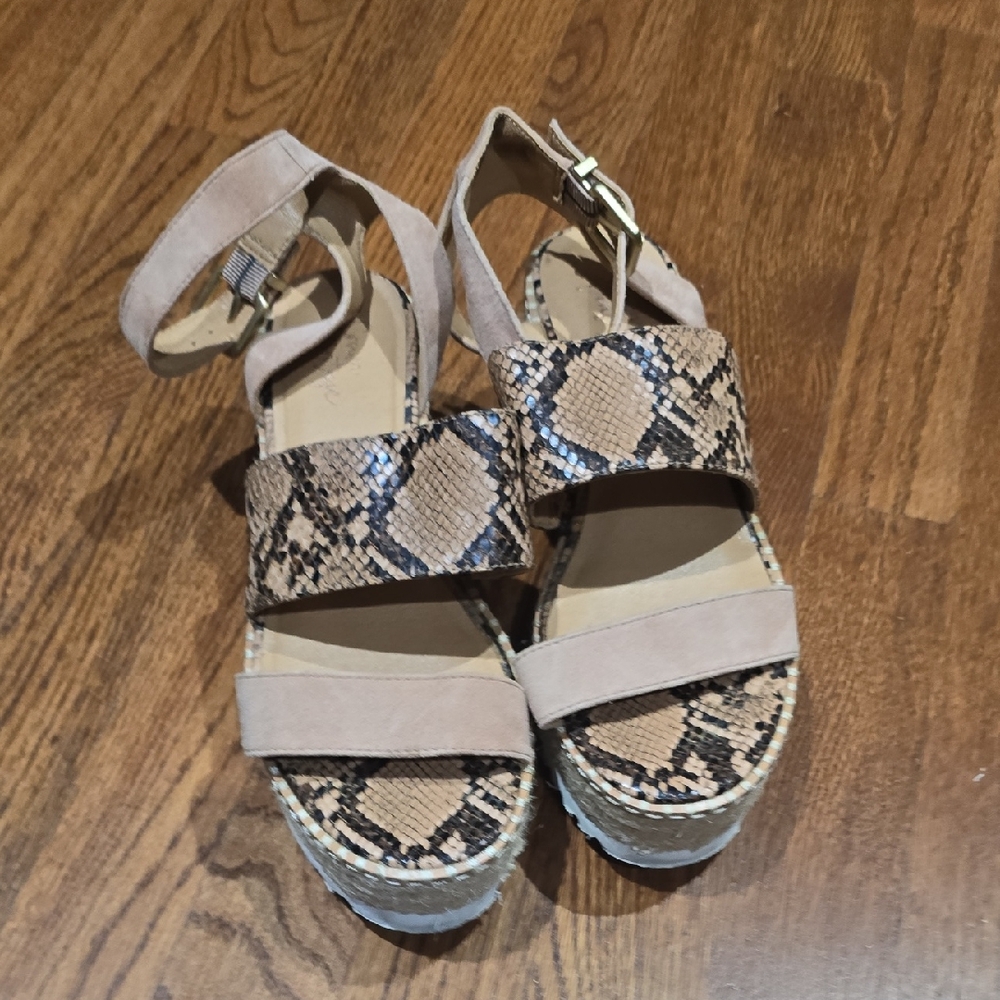 Crown Vintage Tan and Snake Print Sandals